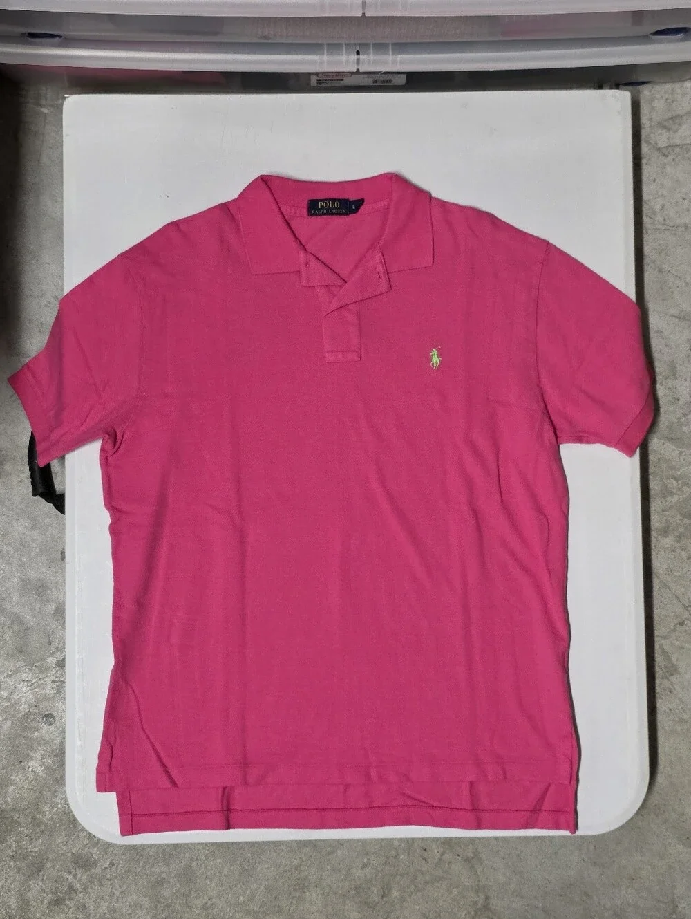 Polo Ralph Lauren Men's Pink Solid Short Sleeve Polo Shirt L Embroidered Logo